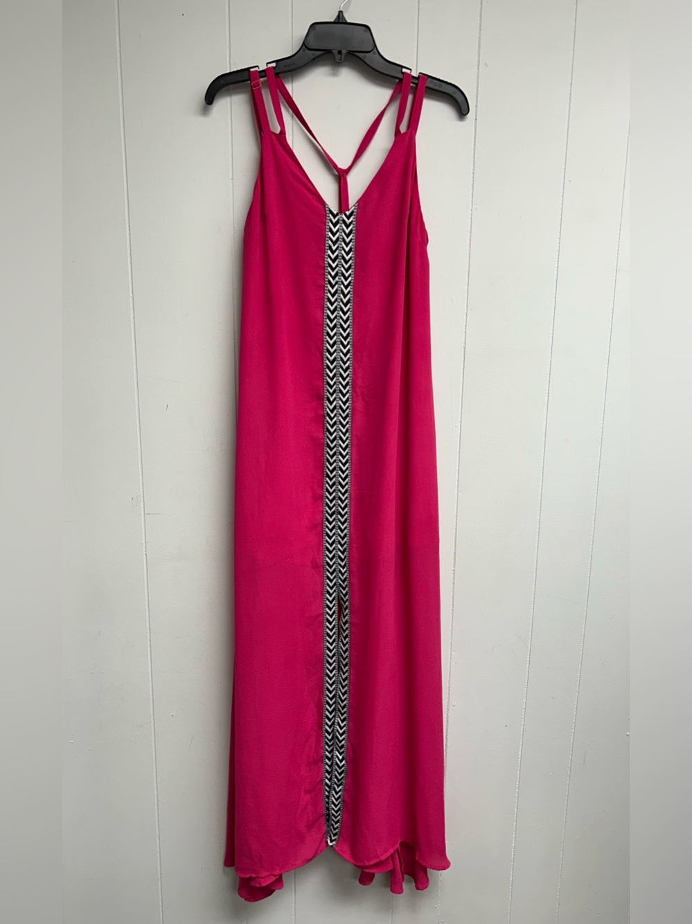 Fuchsia Maxi Dress with Chevron Center Trim